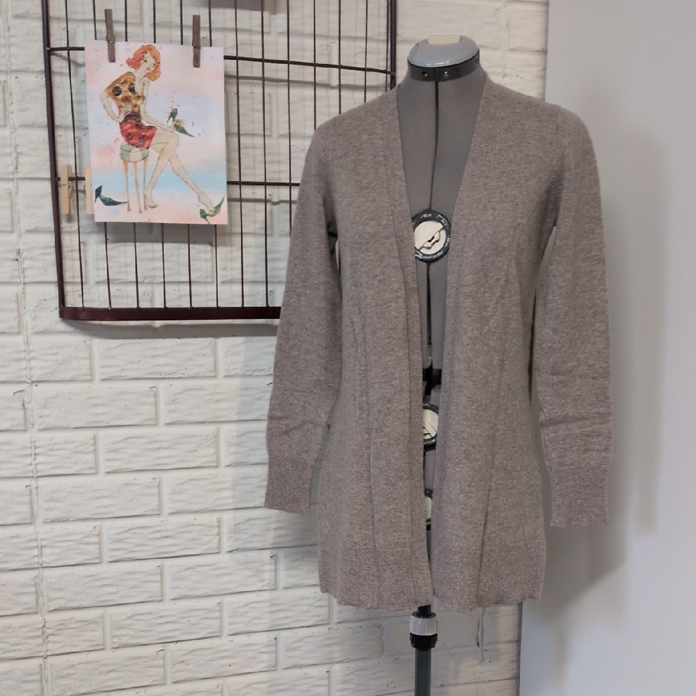 Adrienne Vittadini Taupe Cashmere Cardigan Small